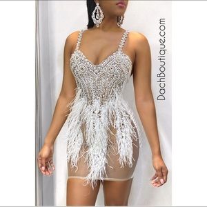 Beautiful diamond studded white birthday dress